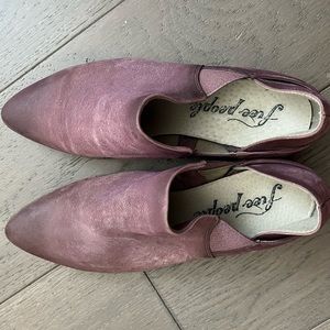 Pink leather free people pointed toe mule/short bootie